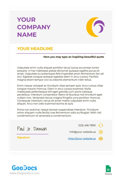 Purple and Orange Letterhead