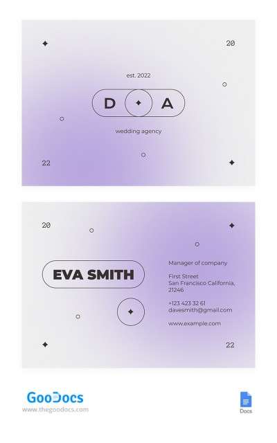 Purple Gradient Wedding Business Card Template