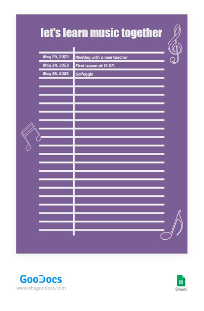 Purple Musical Notes Template