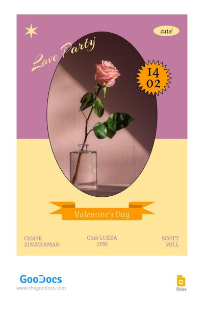 Invitación de San Valentín Morada y Amarilla Plantilla