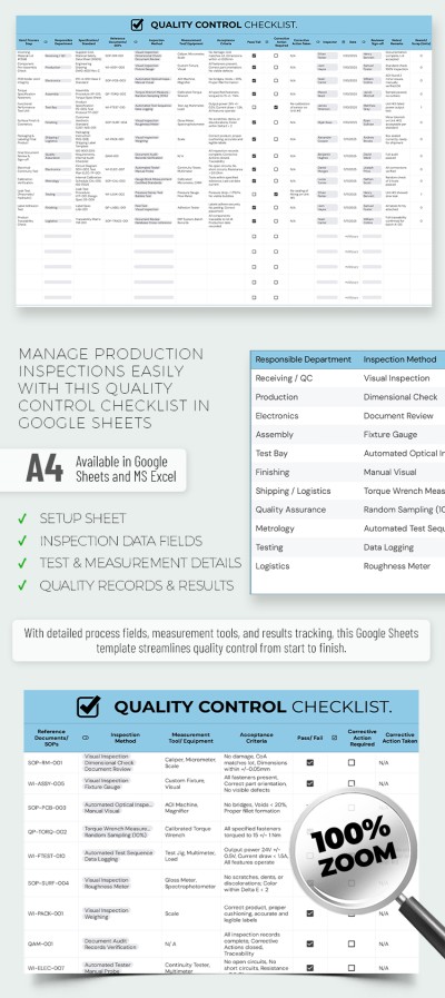 Quality Control Checklist Template – Production & Inspection Sheet Template