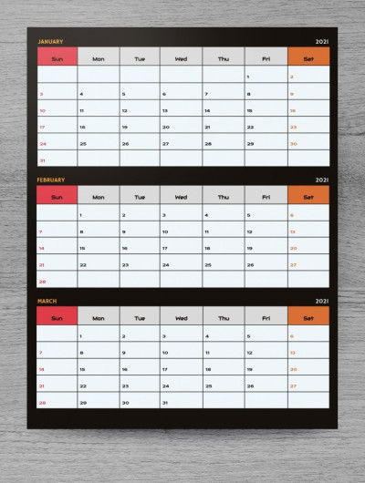 Calendario trimestrale creativo 2021