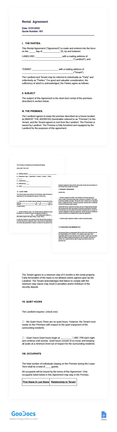 Quotation of Request Template