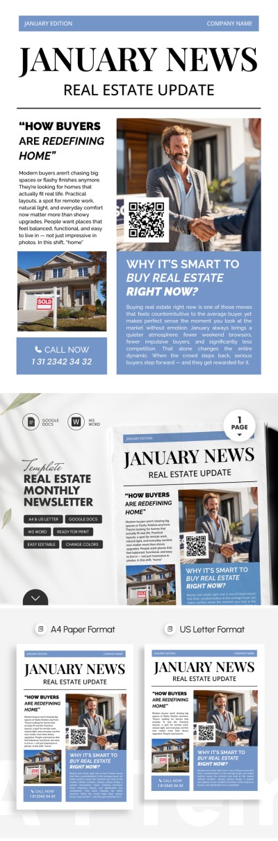 Modèle de bulletin d'information mensuel sur l'immobilier Modèle