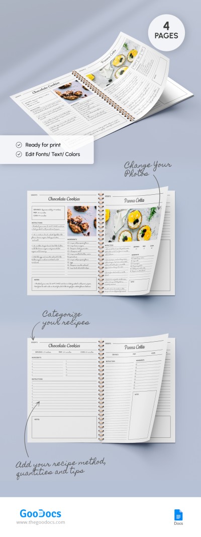 Libro de Recetas Minimalista Plantilla