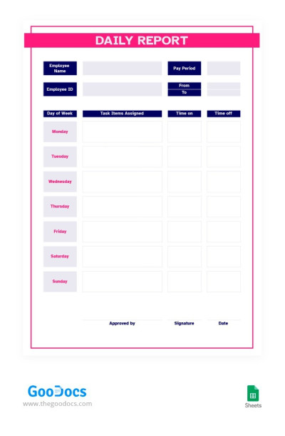 Red and Blue Daily Report Template