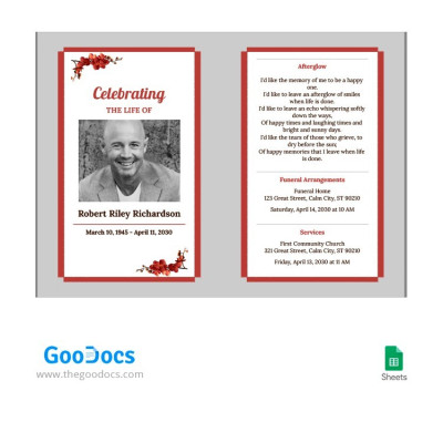 Red and Gray Funeral Program Template
