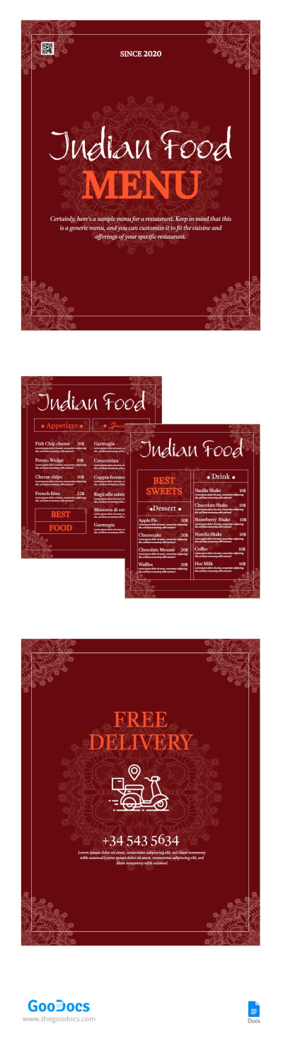 红印第安人菜单 模板