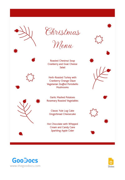 红色图案的圣诞餐厅菜单 模板