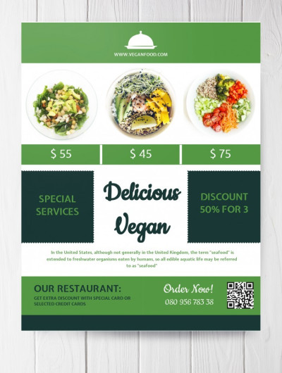 Veganer Restaurant-Flyer Vorlage