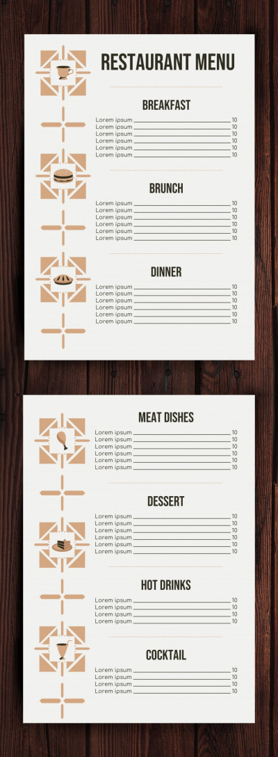 Menu spécial du restaurant Modèle