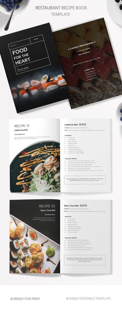 Libro di ricette per ristoranti Modello