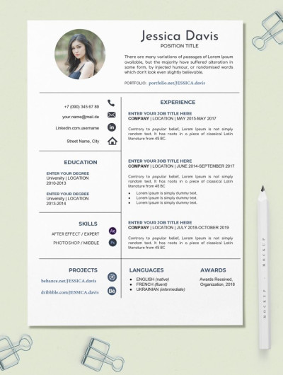 Curriculum Vitae créatif Modèle