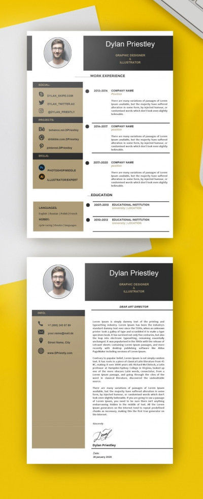 Curriculum vitae du designer graphique blanc Modèle