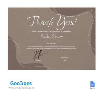 Rustic Thanks Certificate Template