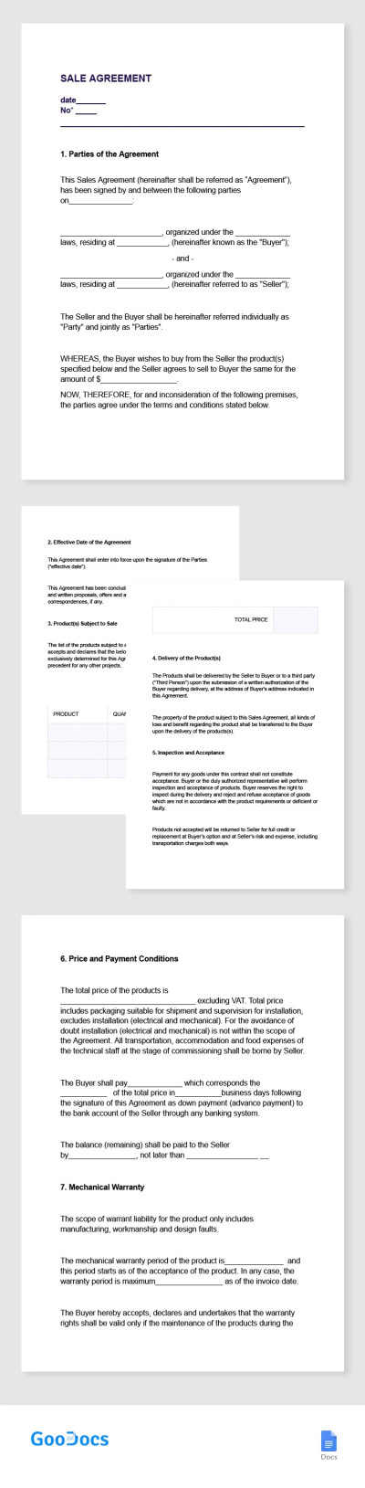 Sale Agreement Template