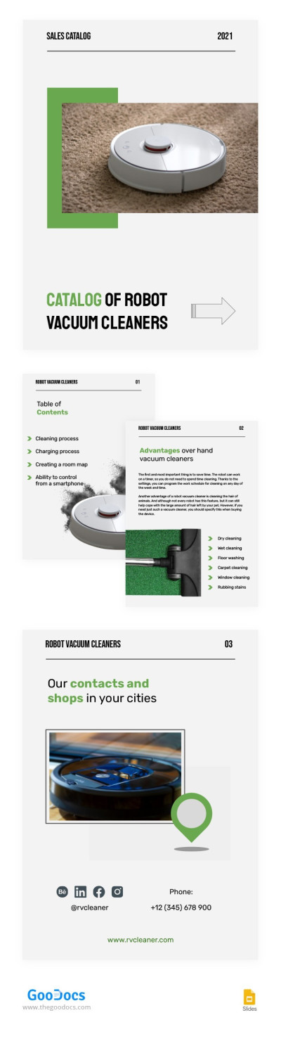 Catálogo de ventas de aspiradoras robóticas Plantilla