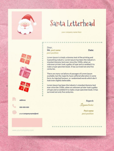Carta intestata di Babbo Natale Modello