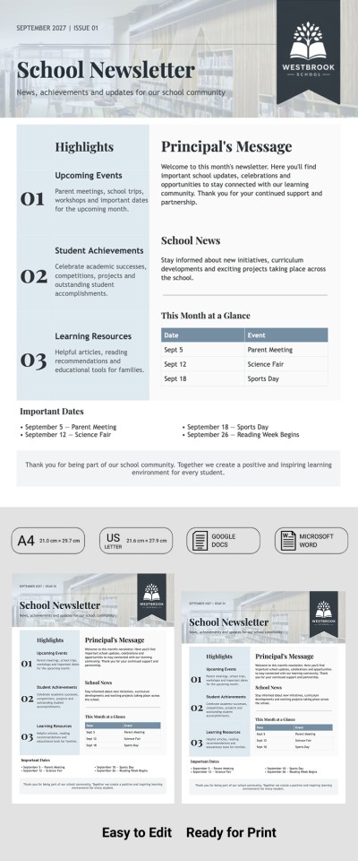 School Newsletter Template for Parents Template