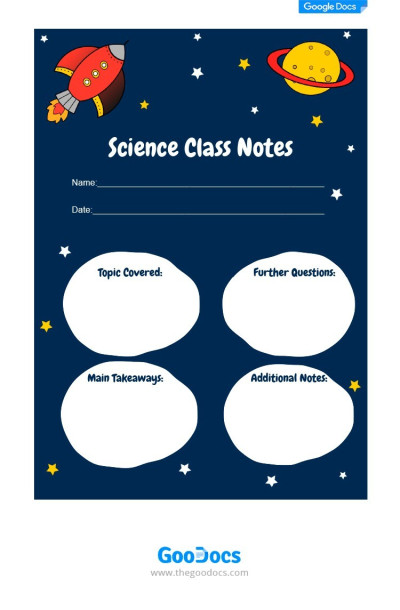 Nota di classe di scienze. Modello