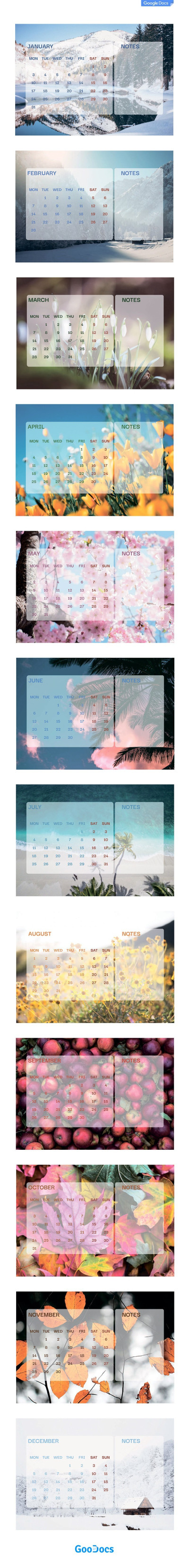 Season Calendar Template In Google Docs