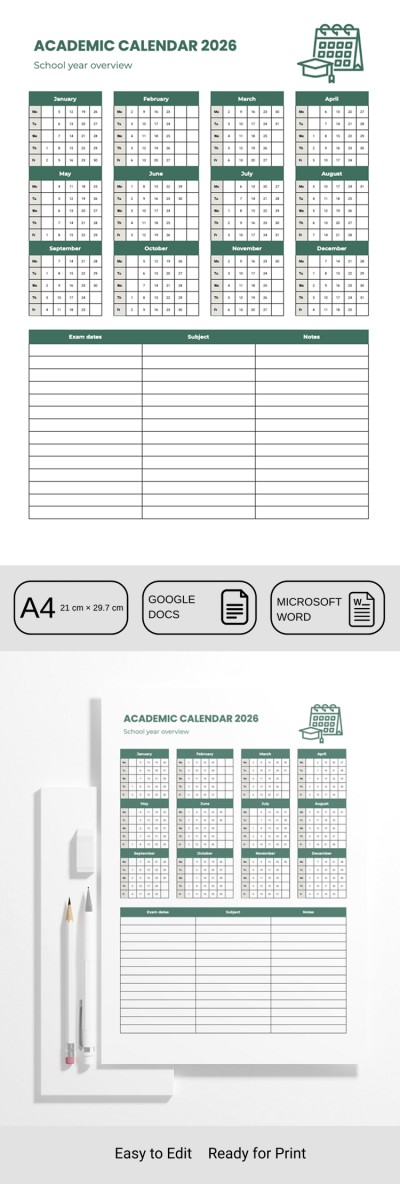 Modelo de Calendário Acadêmico do Semestre Modelo