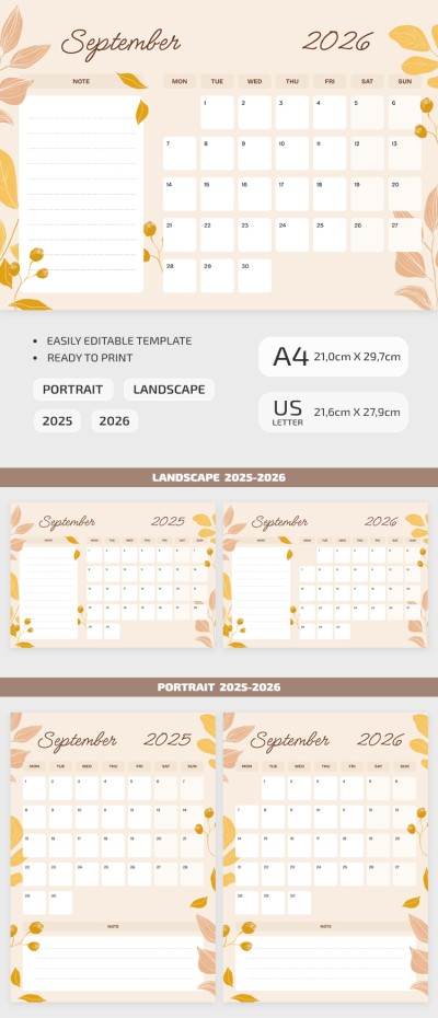 September Calendar Template 2025-2026 Template