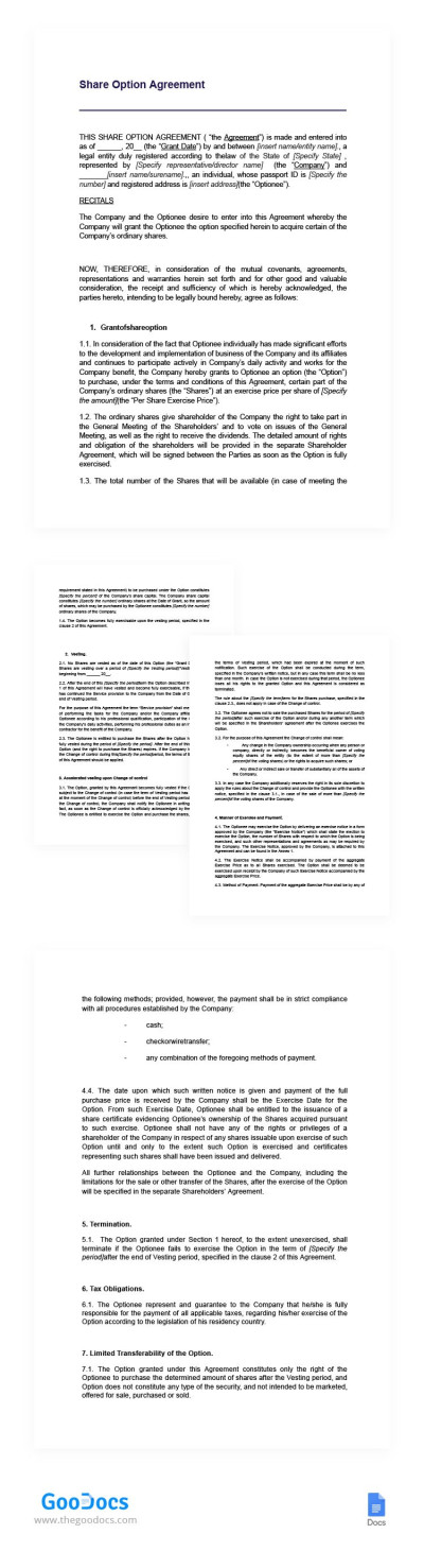 Share Option Agreement Template