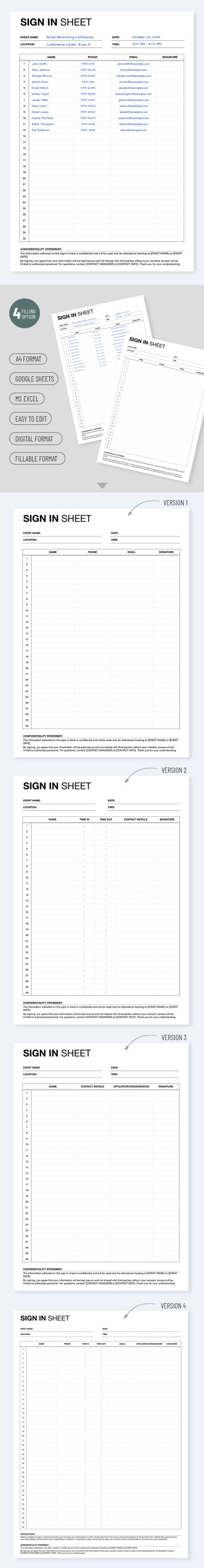 Foglio di firma Modello