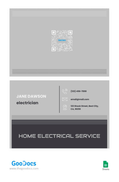 Silver Electrician Business Card - Electrician Business Cards