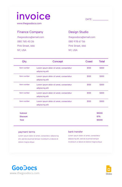 Factura básica simple Plantilla