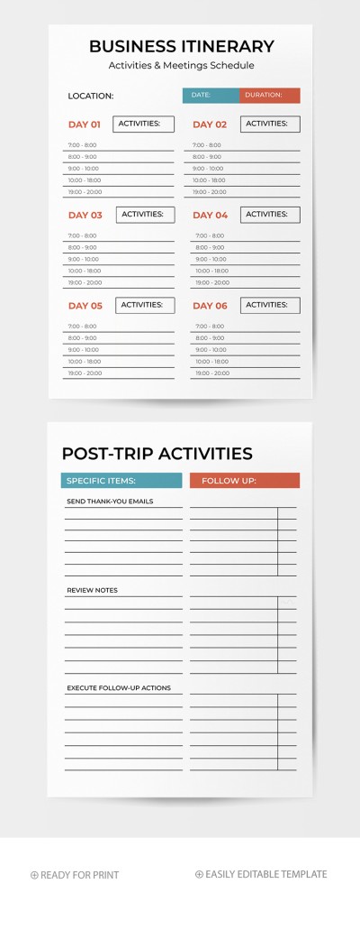Simple Business Itinerary Template