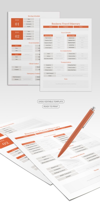 Simple Business Travel Itinerary Template