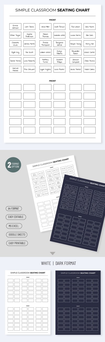 Modèle Simple de Plan de Classe avec Places Assises Modèle