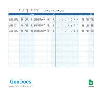 Simple Clothing Inventory Template