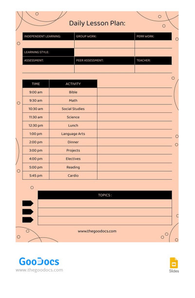 Simple Daily Lesson Plan Template