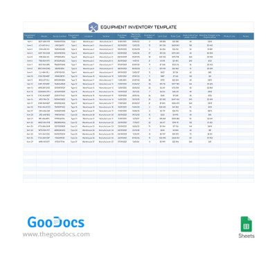 Simple Equipment Inventory Template