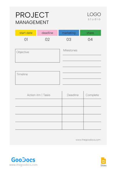 Free Simple Grey Project Management Template | thegoodocs.com