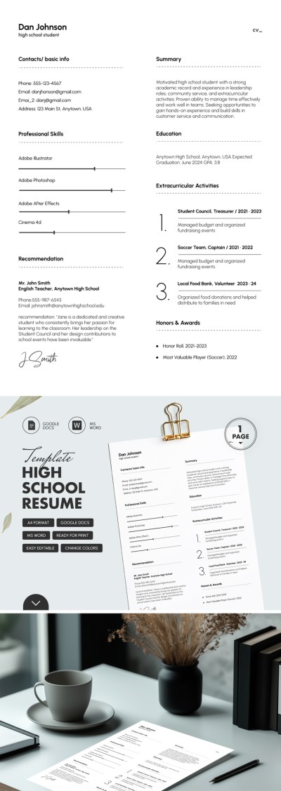 Simple High School Resume Template