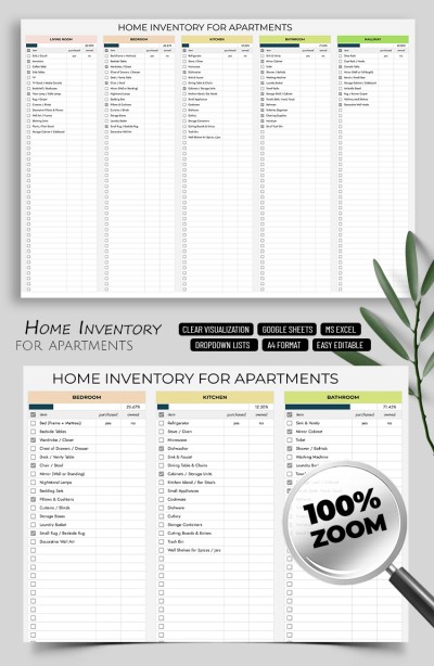 Simple Home Inventory Template for Apartments Template
