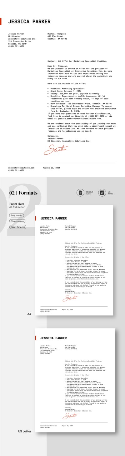 Minimalist Job Offer Letter Template