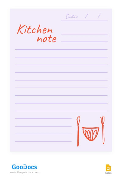 Simple Kitchen Note Template