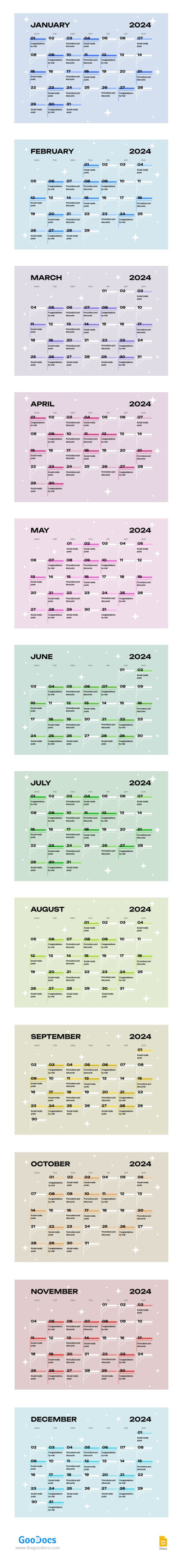 Simple Marketing Content Calendar - Marketing Calendars
