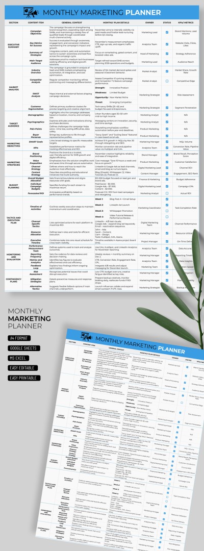 Monatlicher Marketingplaner Vorlage