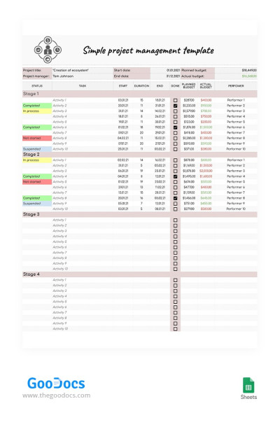 Simple Project Management Template