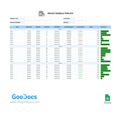 Simple Project Schedule Template