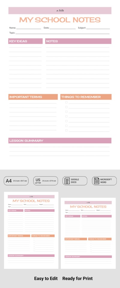 School Note Template Template