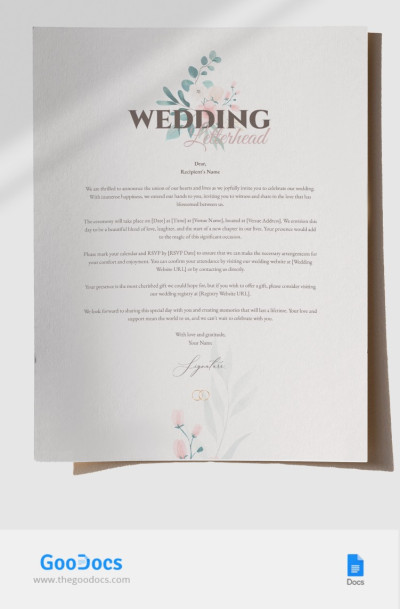 Simple Soft Wedding Letterhead - Wedding Letterheads