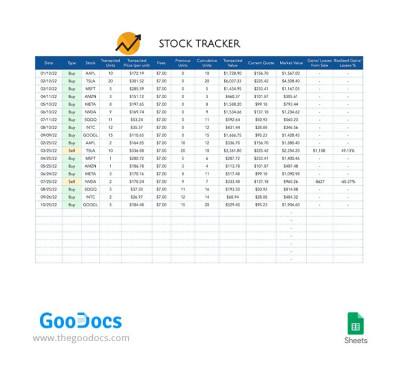 Simple Stock Tracker - Sheets