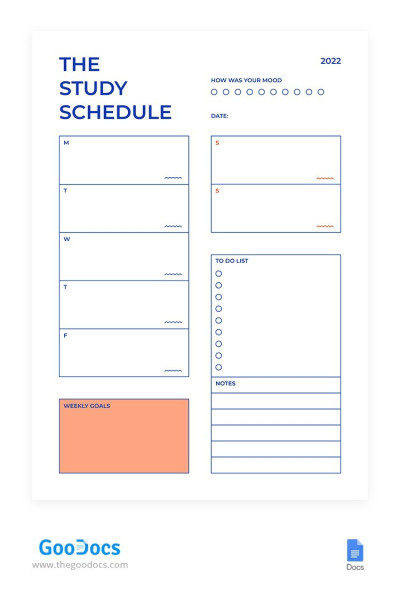 Horario de estudio simple Plantilla